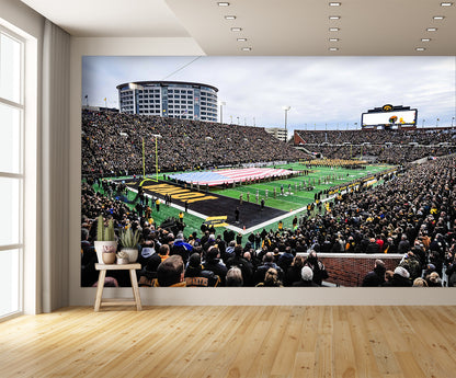 Kinnick Football Stadium Daytime American Flag Wall Mural