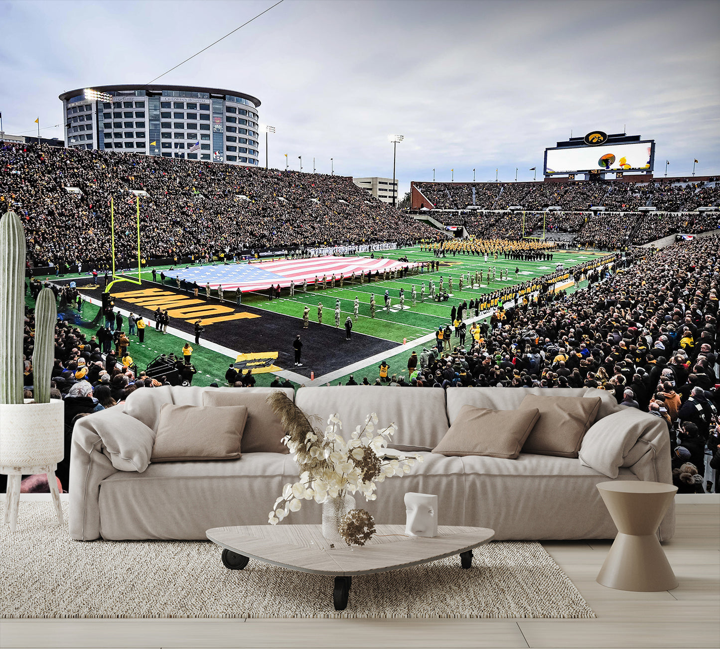 Kinnick Football Stadium Daytime American Flag Wall Mural