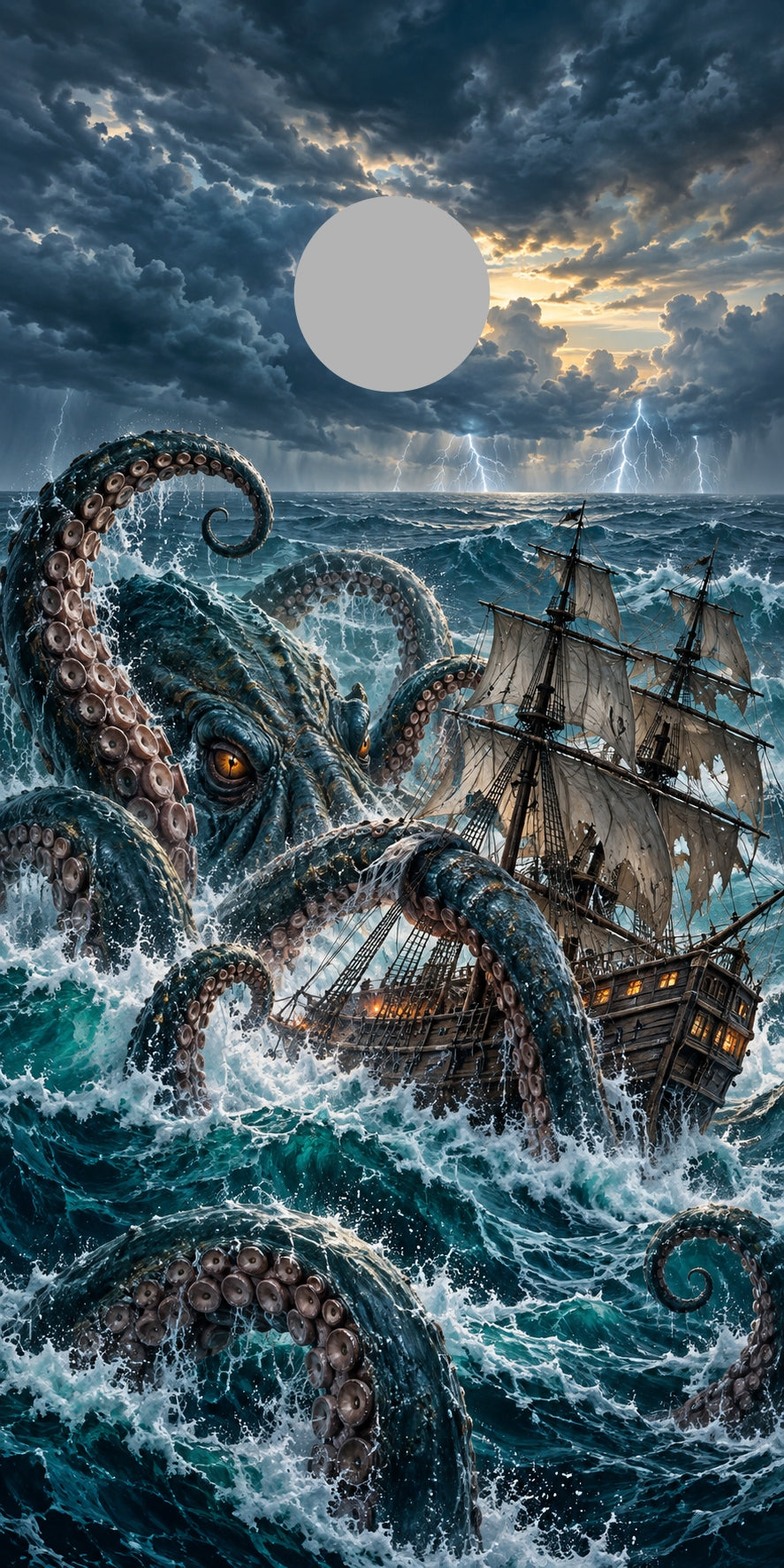 Kraken Stormy Seas cornhole wrap proof showing hole position
