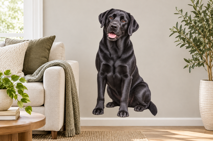 Labrador Retriever contour cut dog decal living room wall mockup