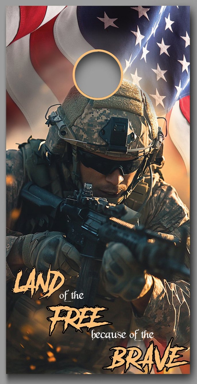 Land of the Free Because of the Brave Corn hole Decal Wraps
