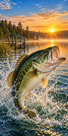 Largemouth Bass Splash cornhole wrap hole-free print artwork