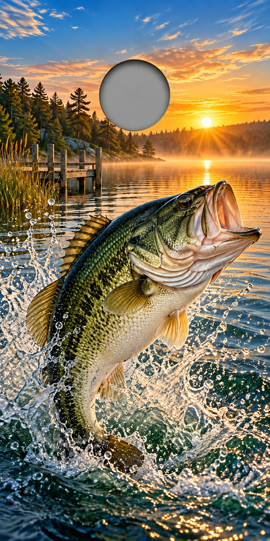 Largemouth Bass Splash cornhole wrap proof showing hole position