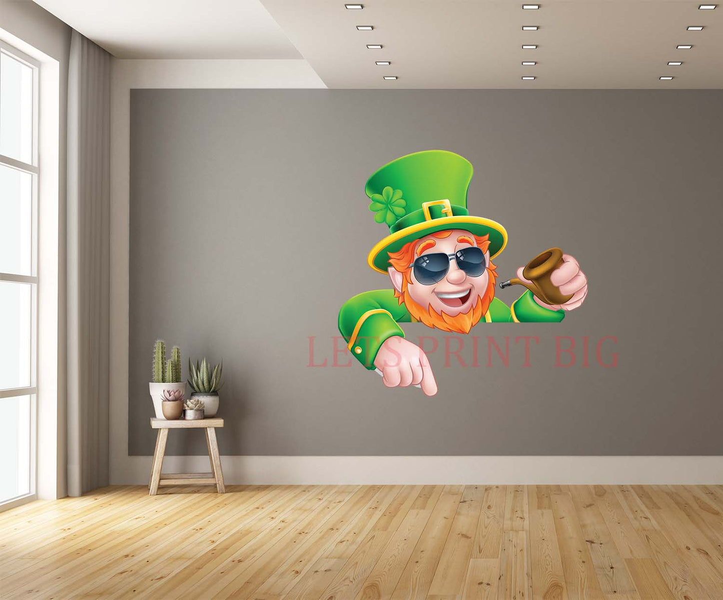 Leprechaun St Patricks Day Cartoon Sunglasses Wall Art Decal
