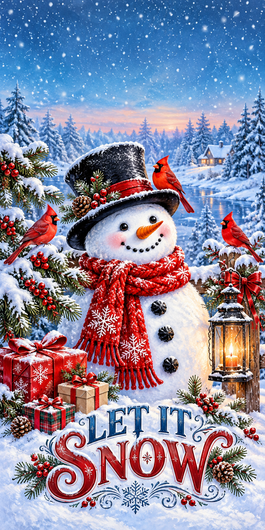 Let It Snow Winter Snowman Cornhole Board Wraps artwork without hole