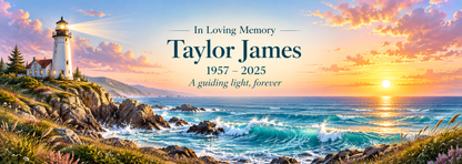Lighthouse of Lasting Love personalized memorial desk mat — sample name and dates