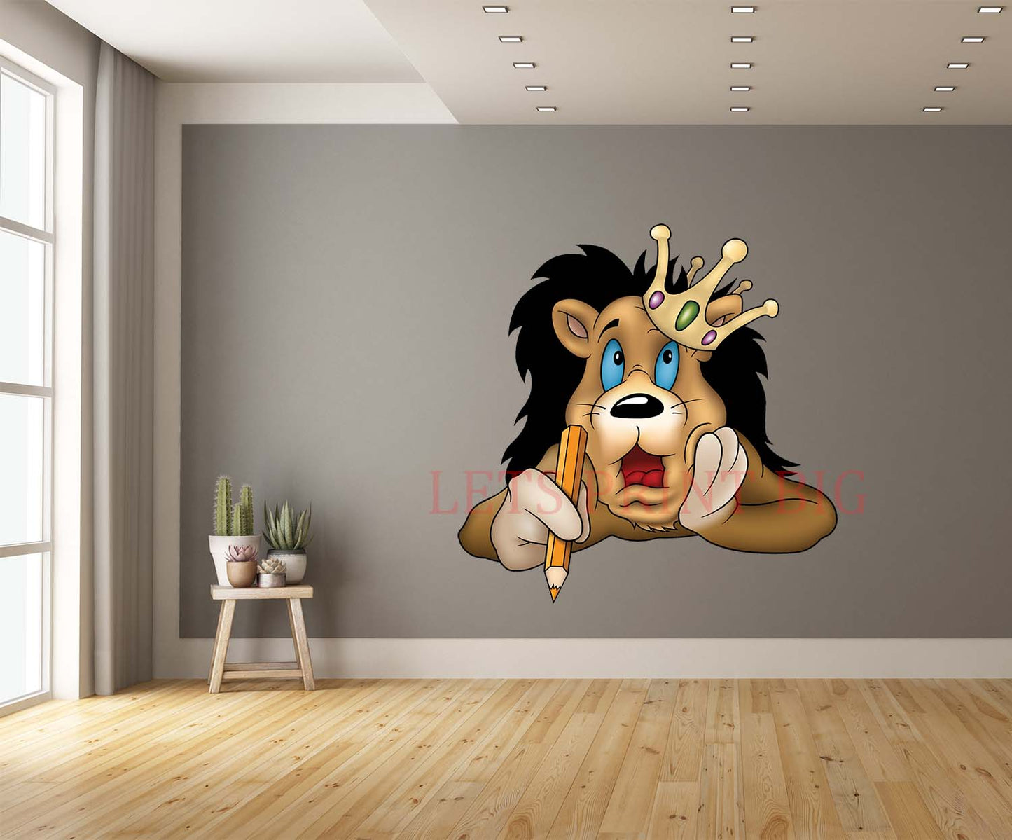 Lion With Pencil Wall Art Decal