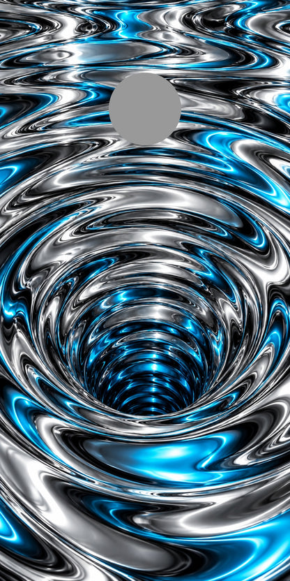 Liquid Chrome Ripple cornhole wrap preview with regulation hole position