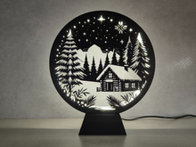 Circle of Light Log Cabin in the Snow Display