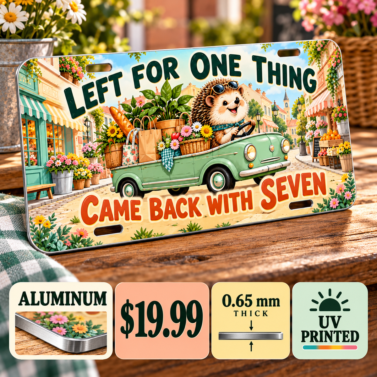 Accidental Errand Tour funny license plate — 0.65 mm full-color UV printed aluminum