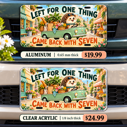 Accidental Errand Tour funny license plate — aluminum and acrylic vehicle mockups