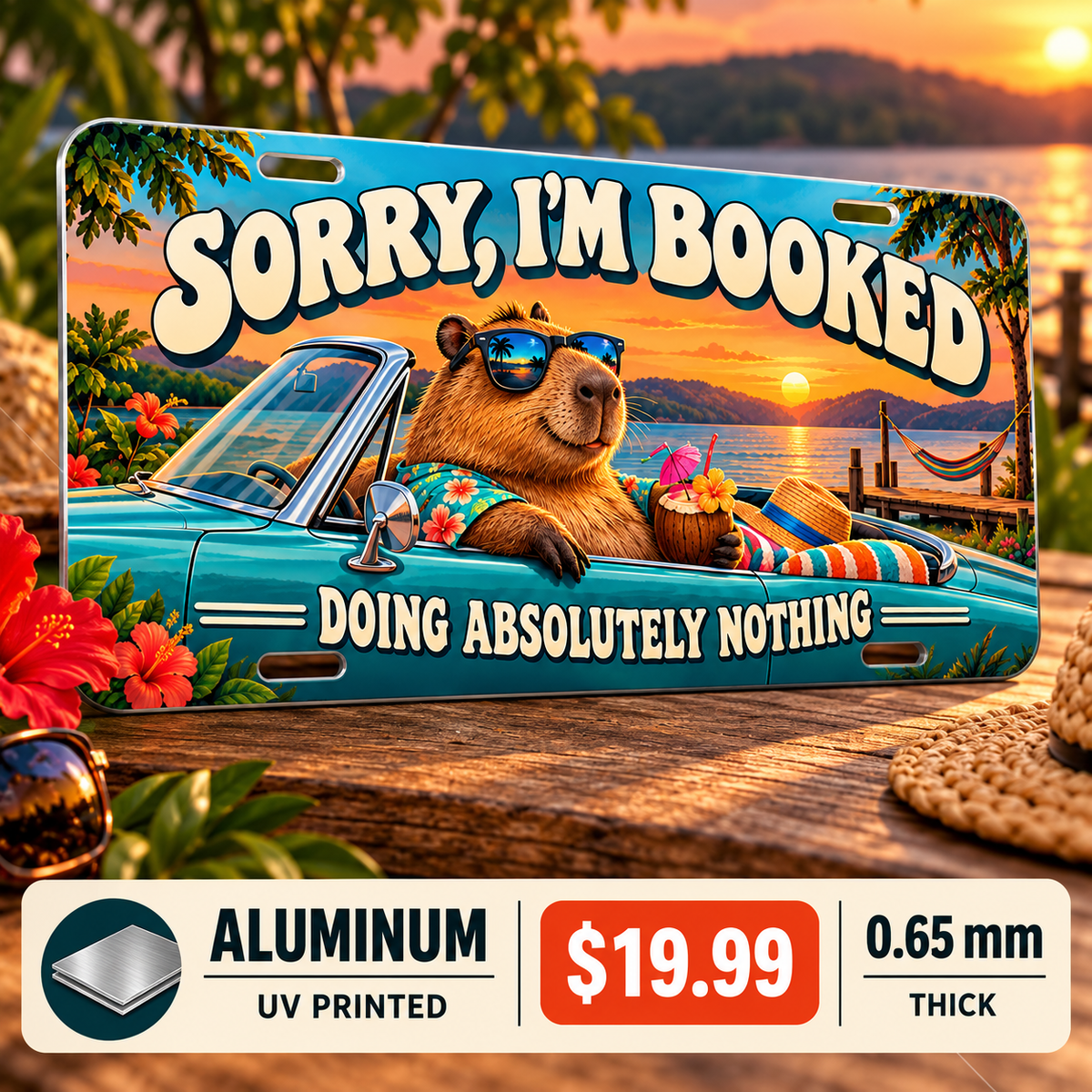 Weekend Appointment funny license plate — 0.65 mm full-color UV printed aluminum