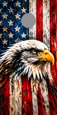 Heritage Eagle American Flag Cornhole Board Wraps — gray hole placement preview
