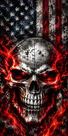 Inferno Skull American Flag Cornhole Board Wraps flat artwork without hole