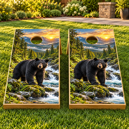 Cedar Creek Black Bear Cornhole Board Wraps — board mockup; wraps only