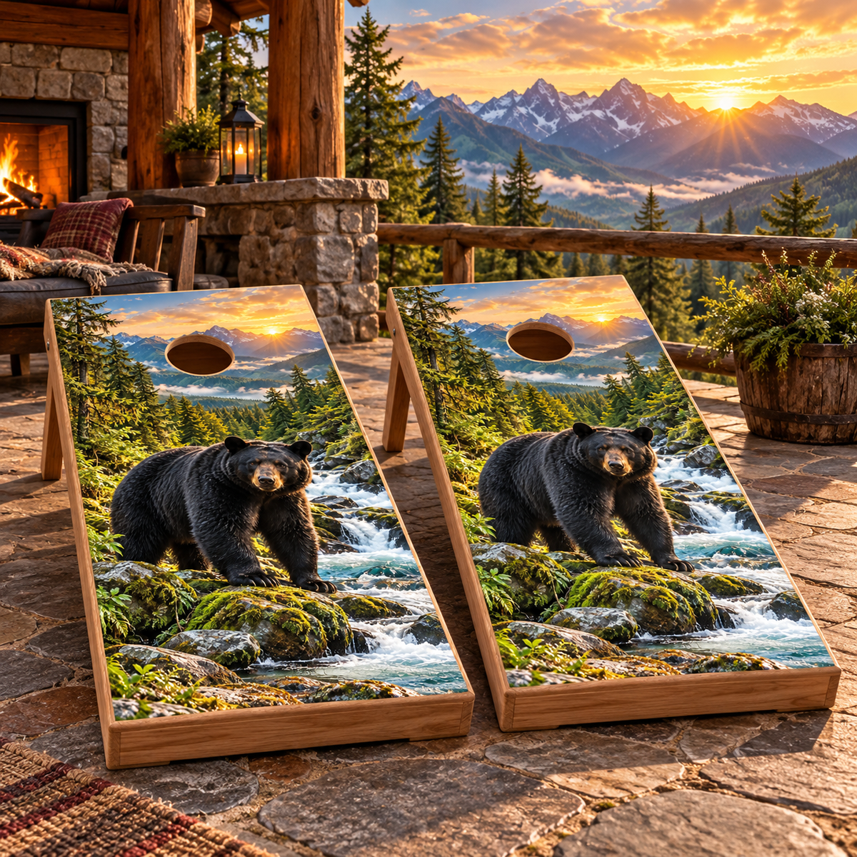 Cedar Creek Black Bear Cornhole Board Wraps — second board mockup; wraps only
