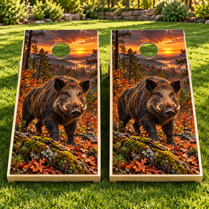 Wild Boar Pine Ridge Cornhole Board Wraps — board mockup; wraps only
