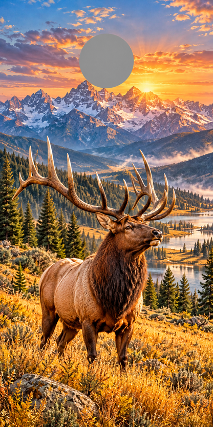 High Country Bull Elk Cornhole Board Wraps — gray hole-position preview