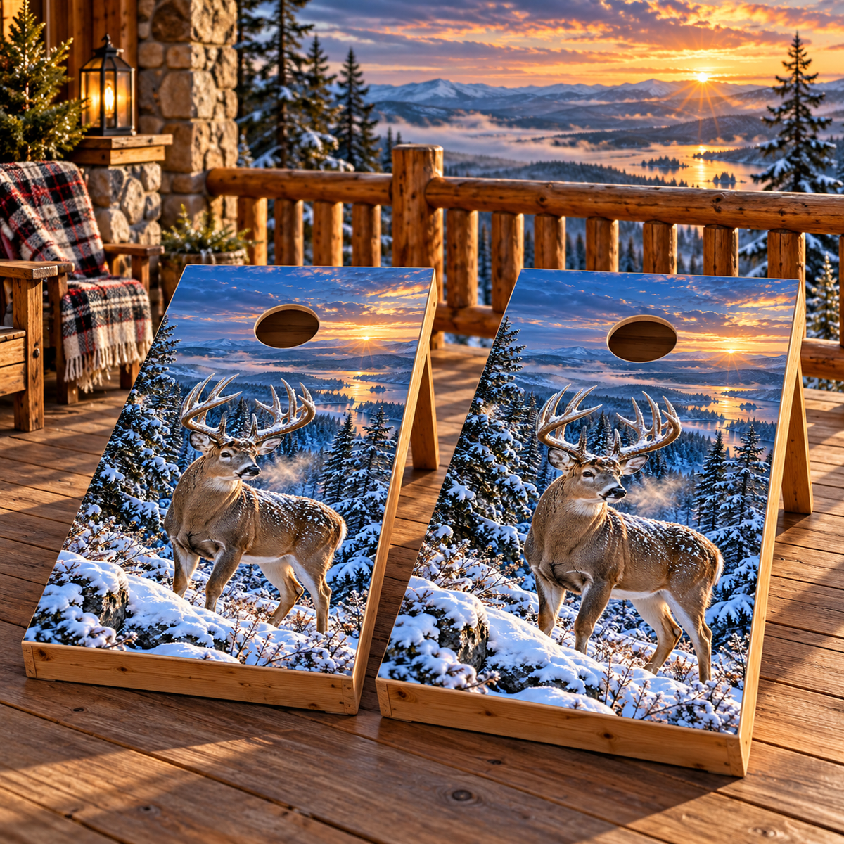 Frostline Whitetail Cornhole Board Wraps — second board mockup; wraps only