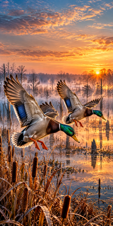 Timber Marsh Mallards Cornhole Board Wraps — flat artwork without hole