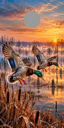 Timber Marsh Mallards Cornhole Board Wraps — gray hole-position preview