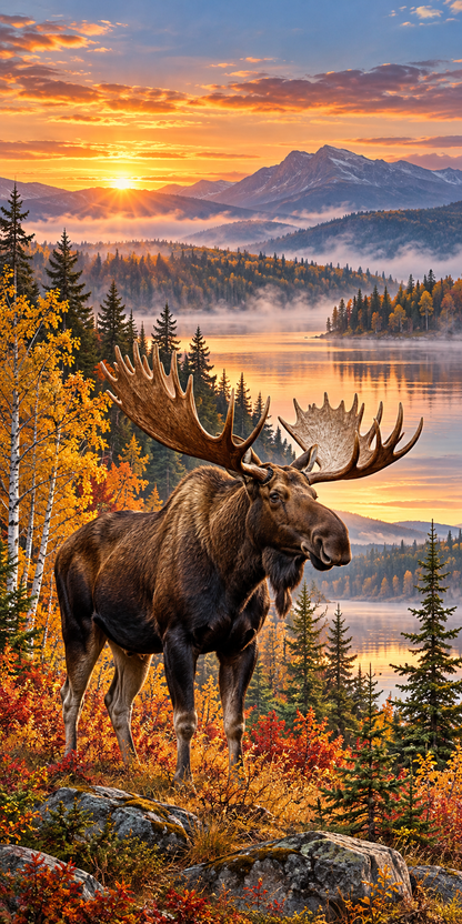 Northwoods Moose Cornhole Board Wraps — flat artwork without hole