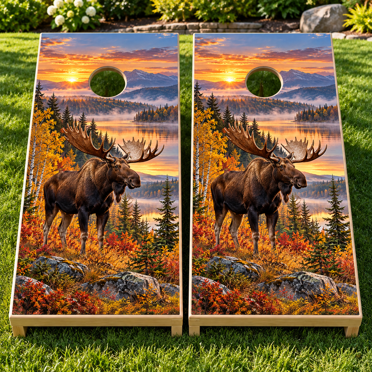 Northwoods Moose Cornhole Board Wraps — board mockup; wraps only