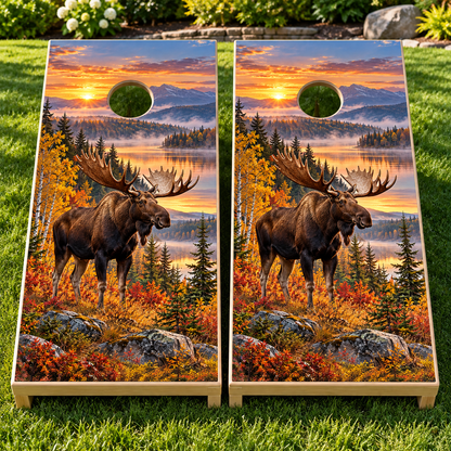Northwoods Moose Cornhole Board Wraps — board mockup; wraps only