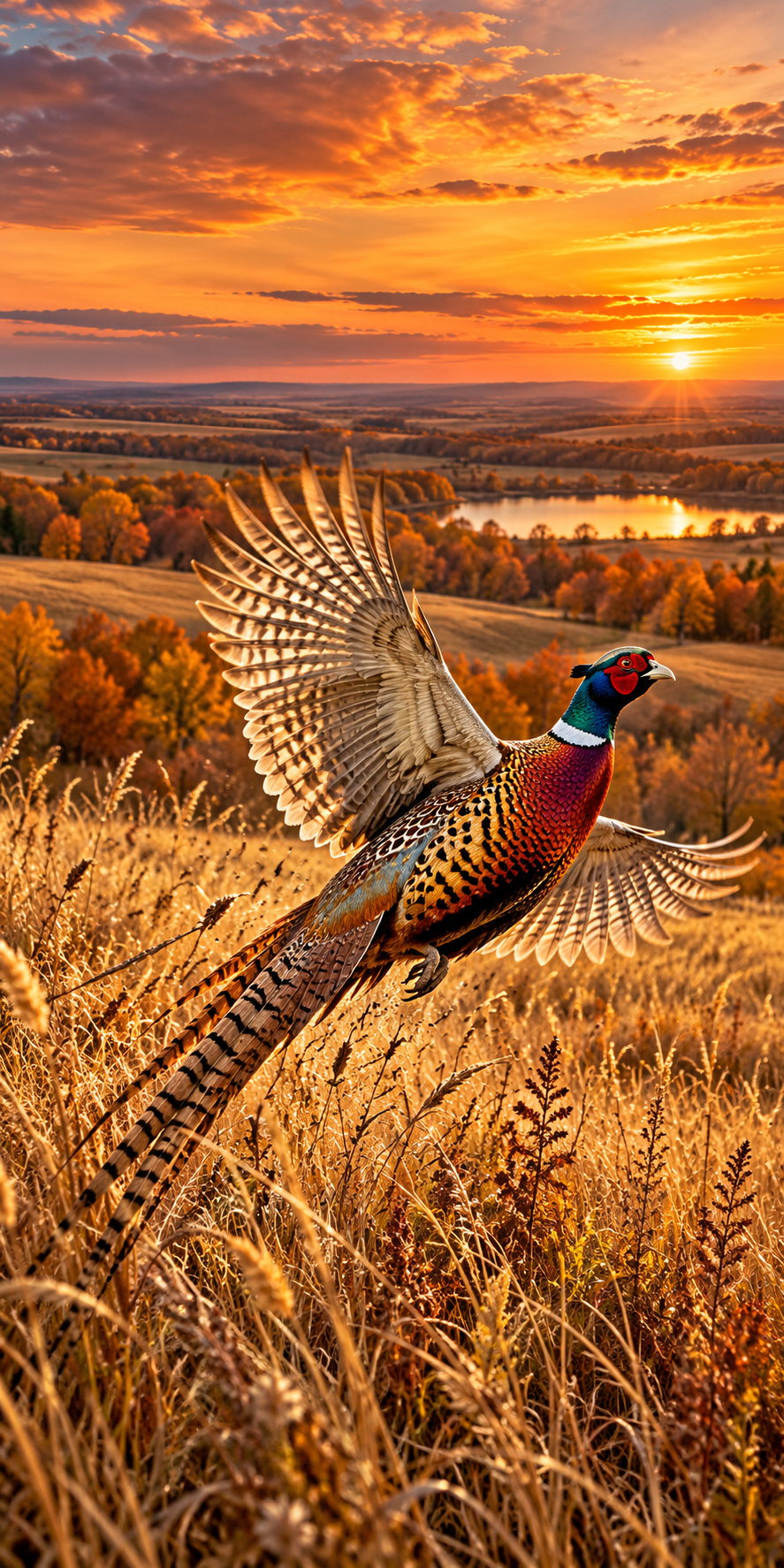 Prairie Flush Pheasant Cornhole Board Wraps — flat artwork without hole