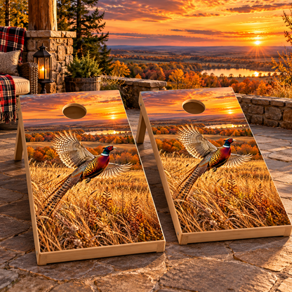 Prairie Flush Pheasant Cornhole Board Wraps — second board mockup; wraps only