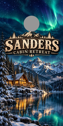 Aurora Cabin Personalized Northern Lights Cornhole Board Wraps — gray hole-position preview