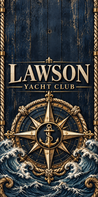 Harbor Compass Personalized Nautical Cornhole Board Wraps — sample-name artwork without hole