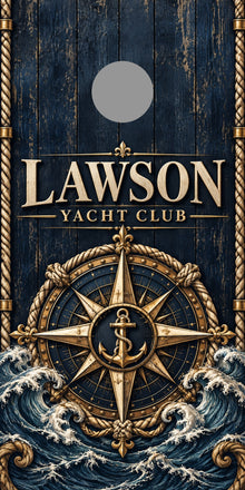 Harbor Compass Personalized Nautical Cornhole Board Wraps — gray hole-position preview