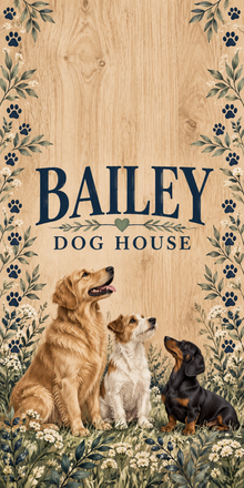 Paws and Play Personalized Dog Lover Cornhole Board Wraps — sample-name artwork without hole