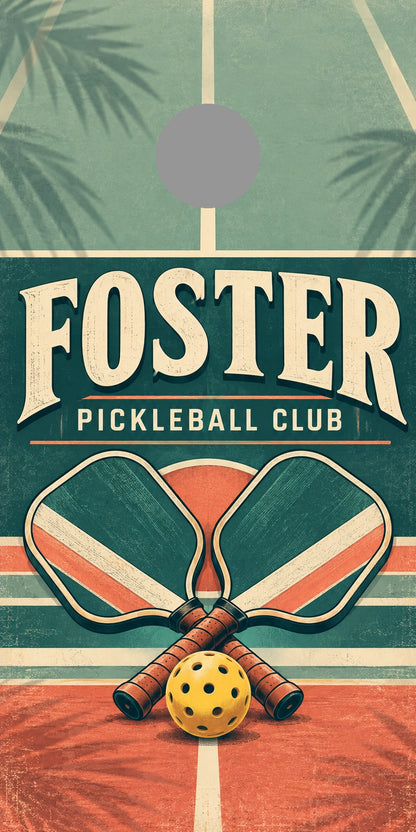 Pickleball Social Club Personalized Cornhole Board Wraps — gray hole-position preview