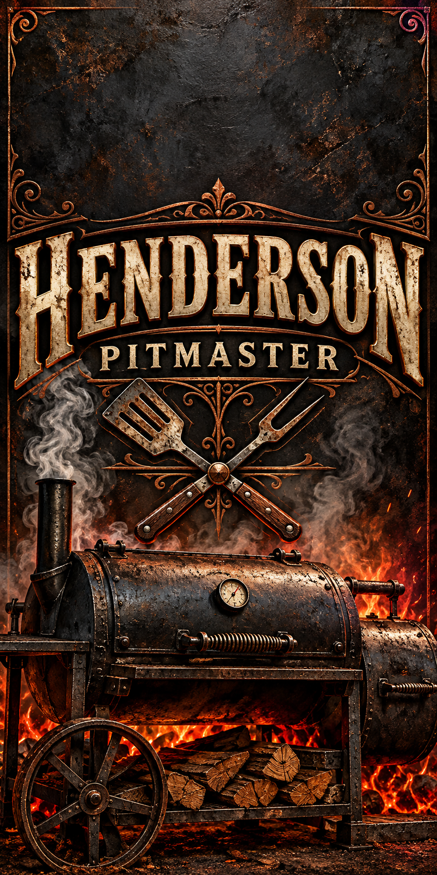 Backyard Pitmaster Personalized BBQ Cornhole Board Wraps — sample-name artwork without hole
