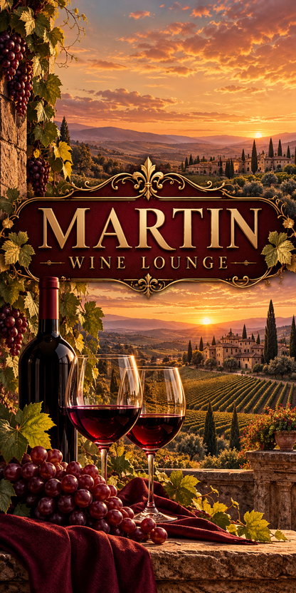 Vineyard Evenings Personalized Wine Cornhole Board Wraps — sample-name artwork without hole