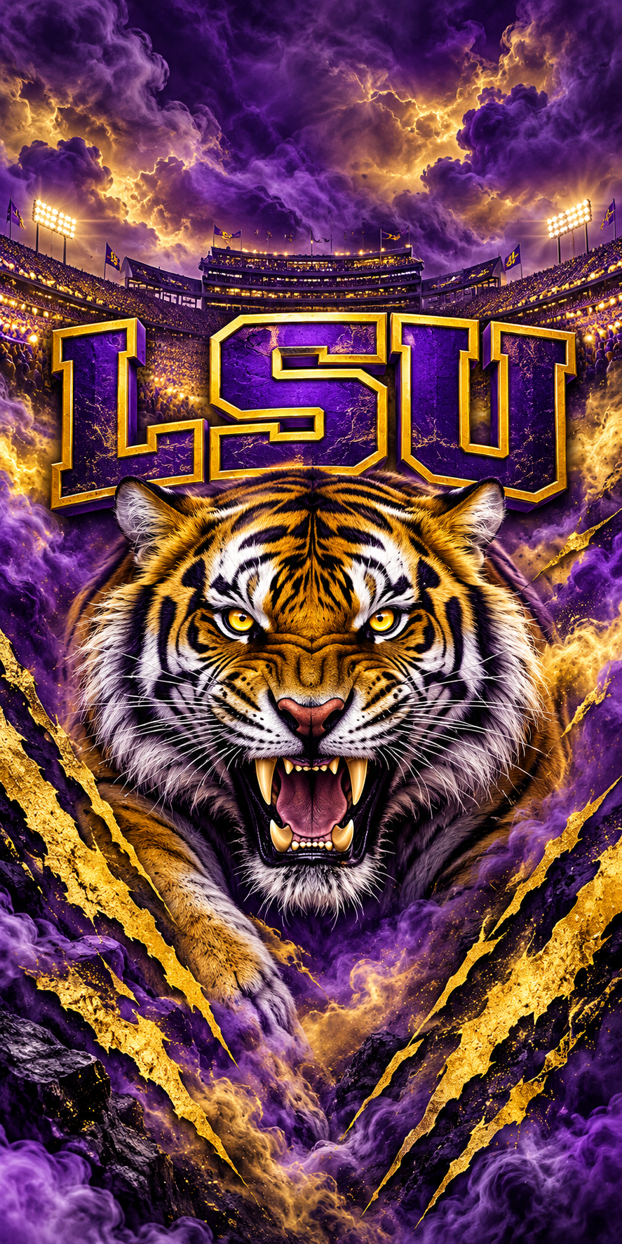 LSU Tiger Night cornhole board wrap artwork without a precut hole