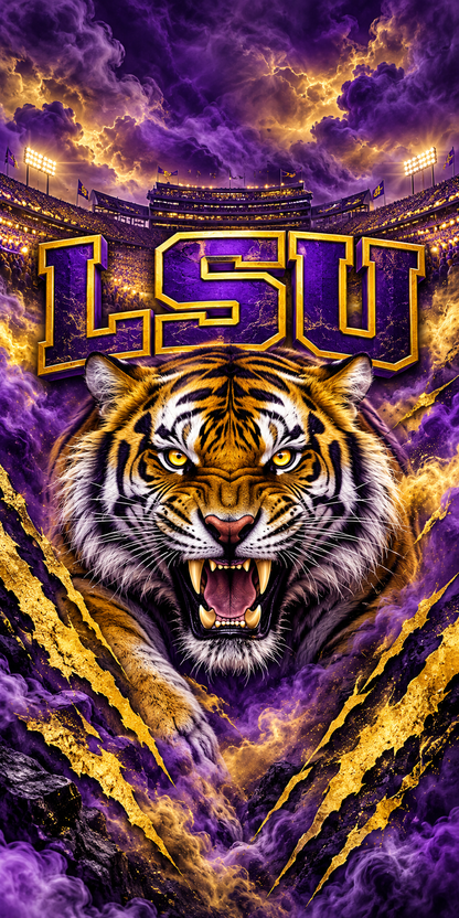 LSU Tiger Night cornhole board wrap artwork without a precut hole