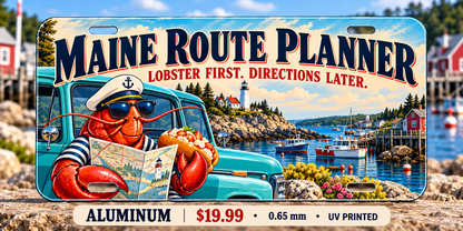 Maine Lobster First funny license plate — 0.65 mm UV printed aluminum