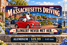 Massachusetts Blinker Mystery funny license plate — 0.65 mm UV printed aluminum