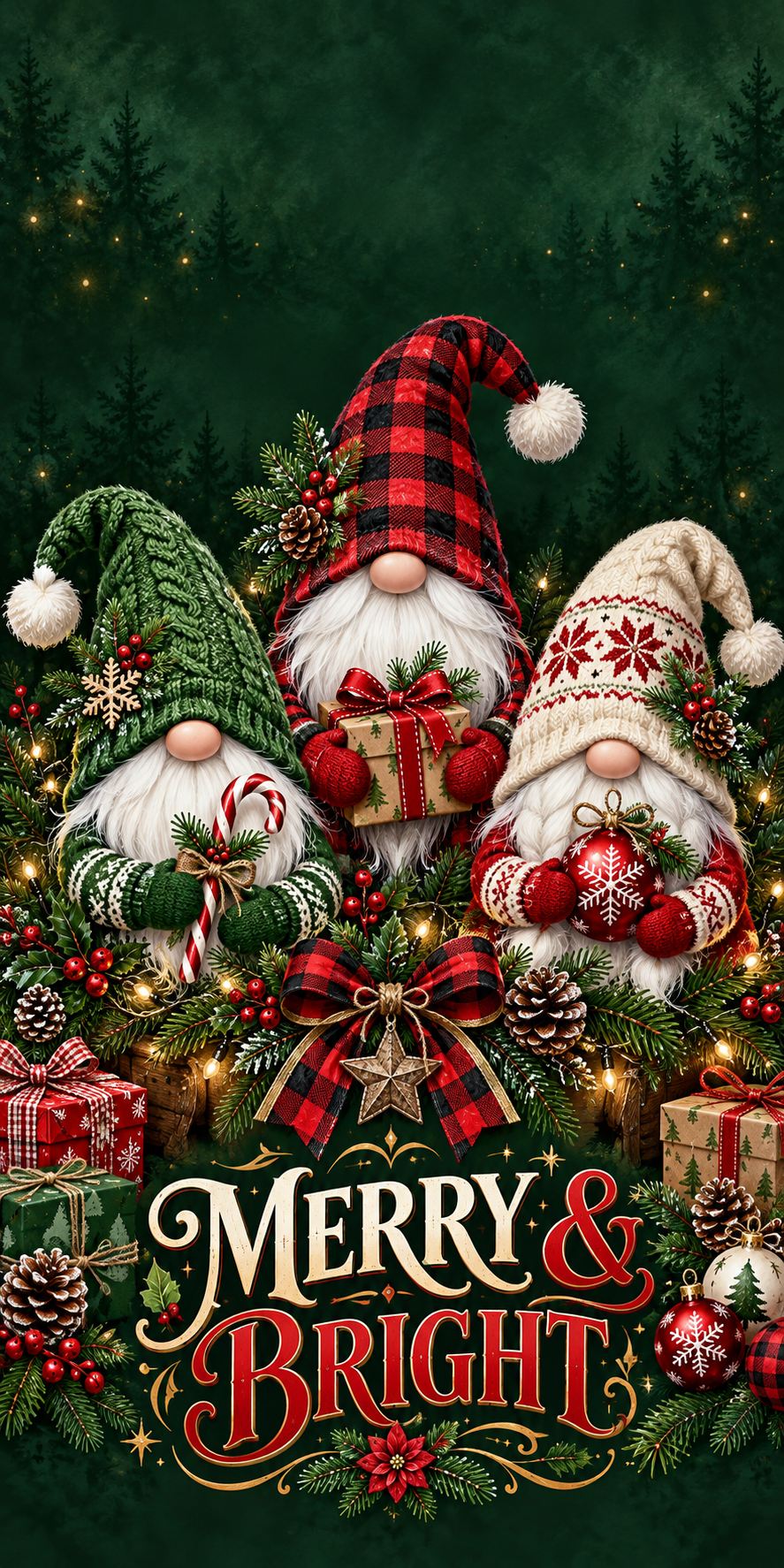 Merry and Bright Christmas Gnome Cornhole Board Wraps artwork without hole