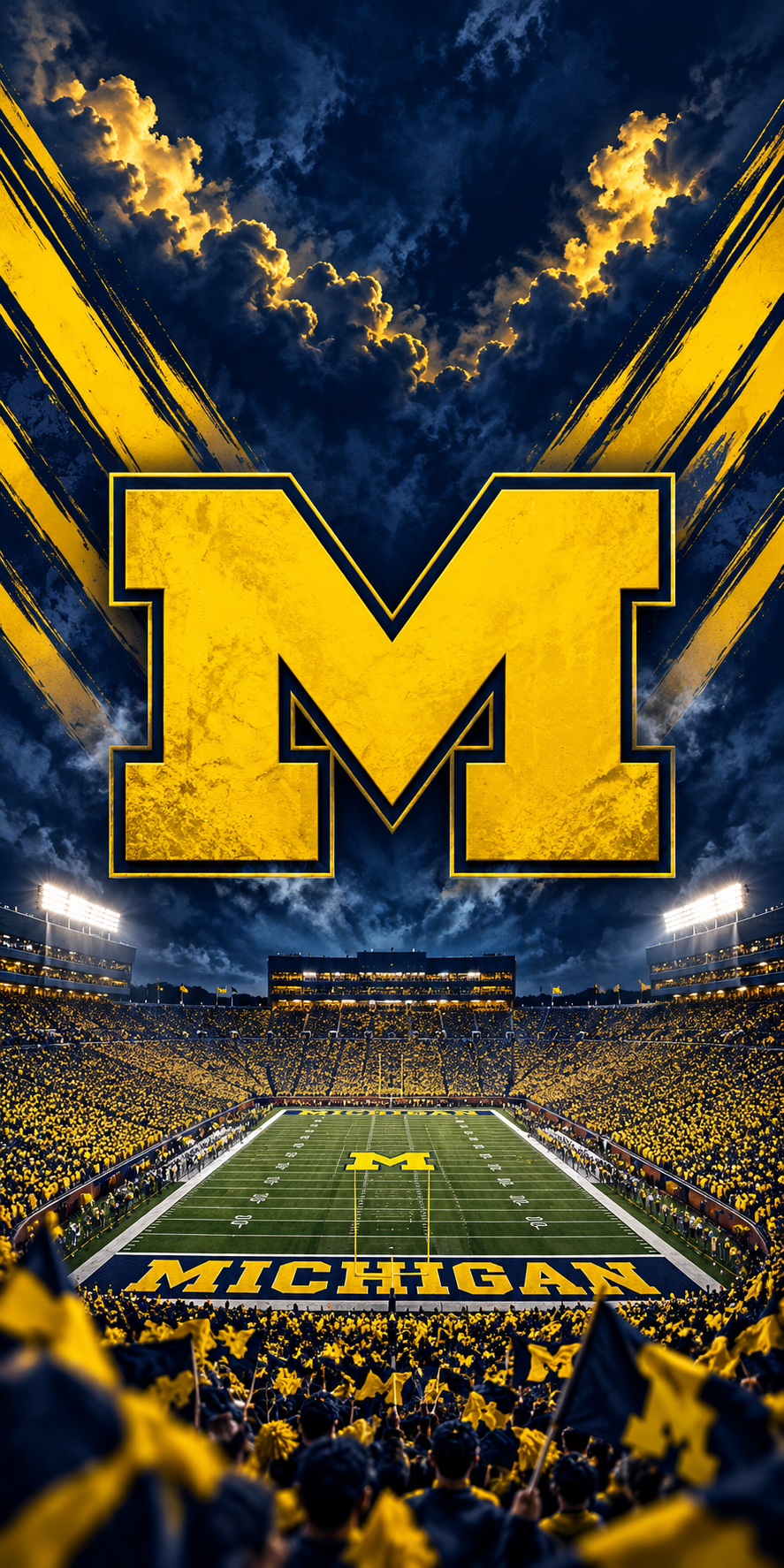 Michigan Maize Stadium Cornhole Board Wraps — complete artwork with no hole or placement marker