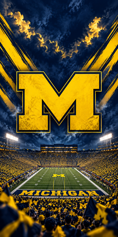 Michigan Maize Stadium Cornhole Board Wraps — complete artwork with no hole or placement marker