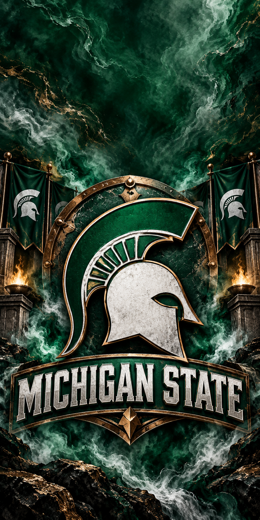 Michigan State Spartan Bronze cornhole wrap complete artwork without hole
