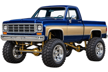 Midnight Blue & Gold Classic Lifted Truck Contour Cut Decal – Indoor or Outdoor transparent artwork