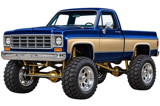 Midnight Blue & Gold Classic Lifted Truck Contour Cut Decal – Indoor or Outdoor transparent artwork