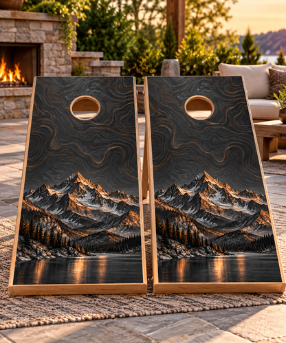 Two matching wrapped cornhole boards; boards not included