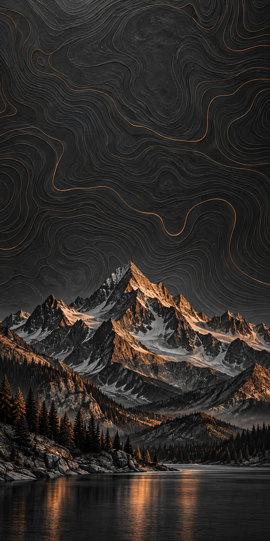 Midnight Topographic clean hole-free print artwork