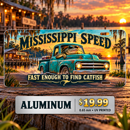 Mississippi Catfish Cruise funny license plate — 0.65 mm UV printed aluminum